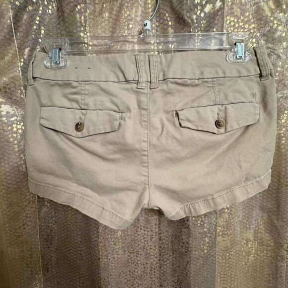 Y2K 2000s American Eagle Outfitters Low Rise Shortie Khaki Shorts Size 6 - Picture 2 of 7